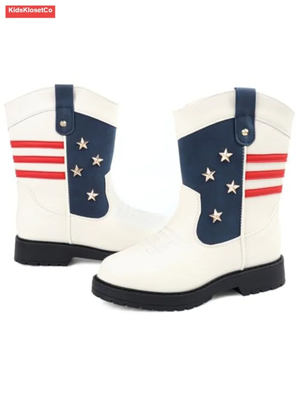 Kids Cowboy Boots for Boys Girls, Western Wide Calf, Faux Leather,